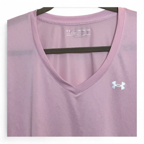 Under Armour HeatGear V-Neck Active Tee Women’s 2XL Pink Plus Size - Picture 3 of 13